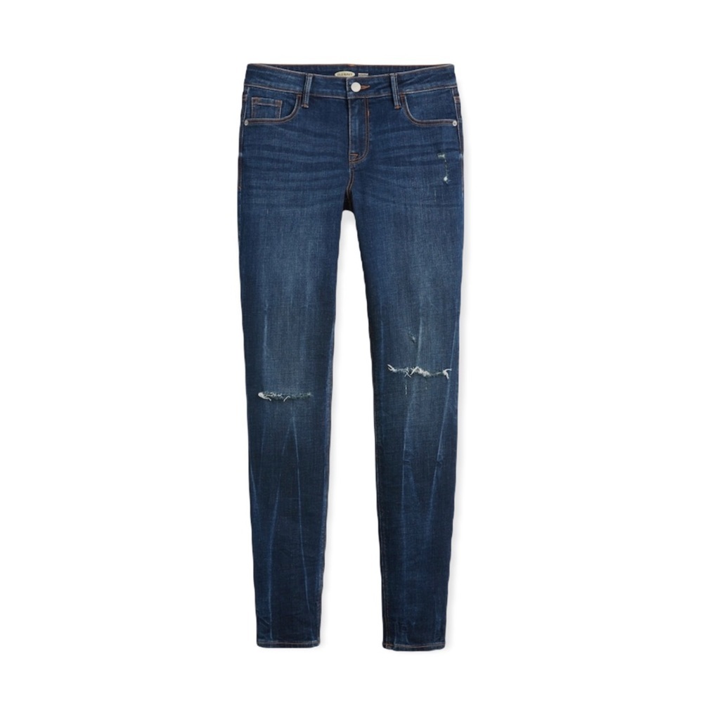 OLD NAVY Dark Worn Mid-Rise Distressed Rockstar Super Skinny Jean 6 Long NWT